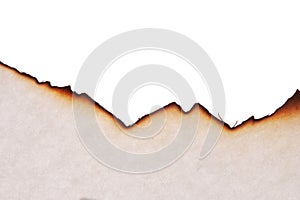 Burnt paper edges isolated on white background. template for design