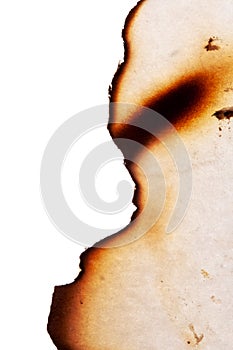 Burnt paper edges isolated on white background. template for design