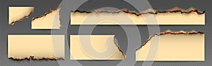 Burnt parchment paper edge effect with fire vector