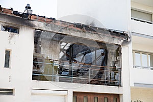 A Burnt remains of property after an accidental house fire