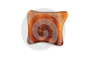 Burnt toast bread isolated on white background