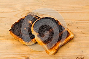 Burnt toast bread slices