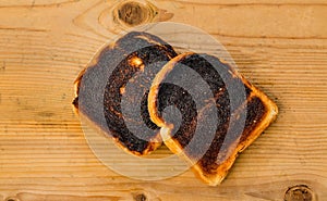 Burnt toast bread slices