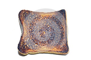 Burnt toast on a white background.