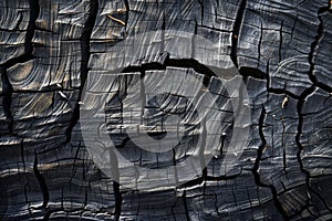 Burnt wooden board texture. Charred wood texture. Generative AI