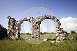 Ruins of Roman Legion camp in National park Krka, Croatia photo