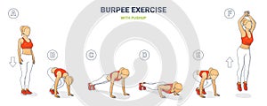 Burpee Girl Exercise Colorful Concept of Female Home Workout