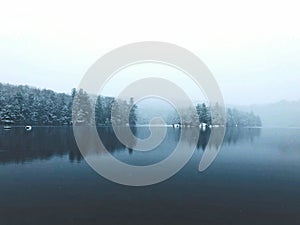 Burr pond state park lake winter view photo