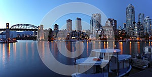 The Burrard bridge & False creek at dusk, Canada. photo