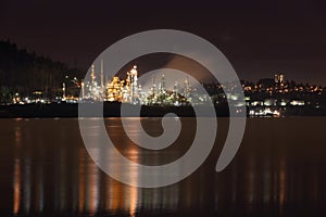 Burrard Inlet Refinery Night, British Columbia