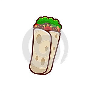 Burrito cartoon illustration in simple design
