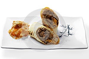 Burrito with grilled beef and kimchi