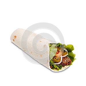 Burrito with grilled chicken and vegetables