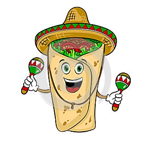 Burrito and maraca pop art vector illustration