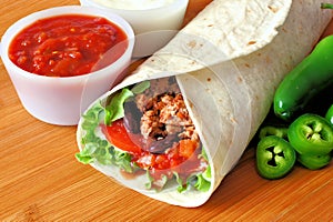 Burrito with salsa