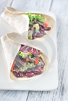 Burritos on the white plate