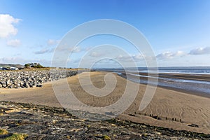 Burry Port beach in Carmarthenshire South Wales UK