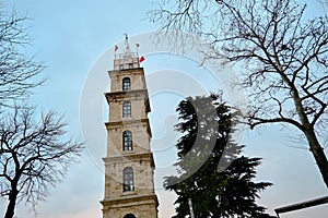 Bursa old watchtower in Tophane district
