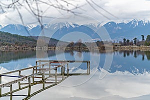 bursa uludag gokoz pond mountain reflection with clouds