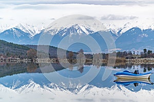 bursa uludag gokoz pond mountain reflection with clouds