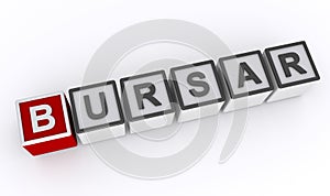 bursar word block on white