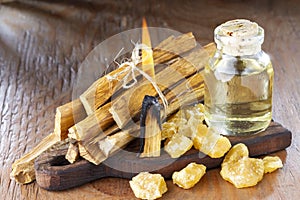 Bursera graveolens, essence and resin. in Spanish `palo santo` photo