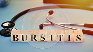 Bursitis, text words typography written with wooden letter, health and medical