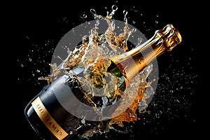 In a burst of celebration, an Champagne bottle explodes