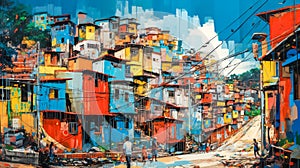 A burst of color in Brazil's favelas captures daily life and community vibrance against a backdrop of urban
