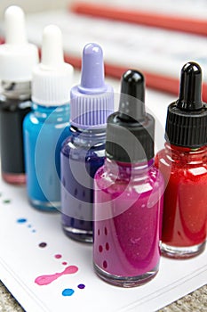 Colorful ink: blue, purple, pink and red photo