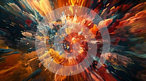 A burst of intense heat ignites a mesmerizing symphony of colorful abstract explosions