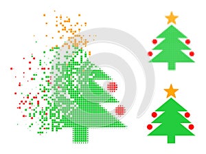 Burst Pixel Christmas Tree Glyph with Halftone Version
