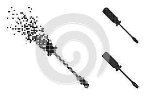 Burst Pixel Screwdriver Glyph with Halftone Version