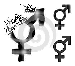 Burst Pixel Sex Symbol Glyph with Halftone Version