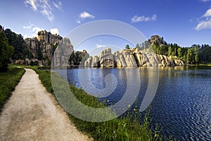 Burst of sunlight, Sylvan Lake, Black Hills national forest photo