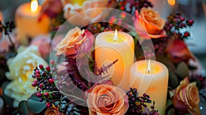 A burst of warm colors emanate from the dynamic candle arrangement transforming the room into a fiery haven. 2d flat