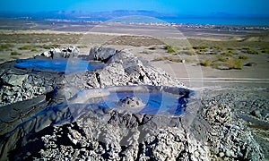 Bursting the bubble mud volcanoes, qobustan in Azerbaijan