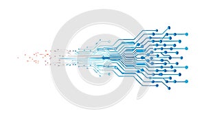 Bursting Circuit Board Data Flow Technology, vector design Generative AI