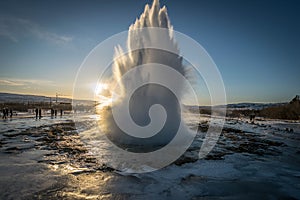 Bursting geysir in Iceland | Golden circle