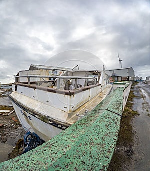 Burtonport, Ireland - April 14 2024 : The harbour area is not busy today