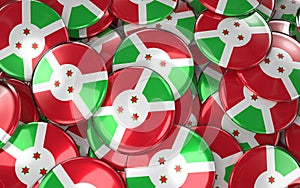 Burundi Badges Background - Pile of Burundian Flag Buttons.