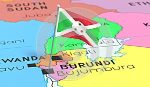 Burundi, Bujumbura - national flag pinned on political map