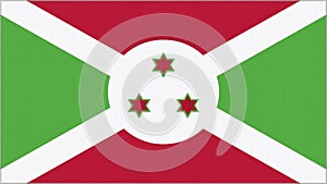 Burundi embroidery flag. Burundian emblem stitched fabric. Embroidered coat of arms. Country symbol textile background