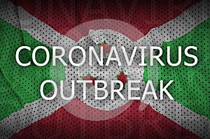 Burundi flag and Coronavirus outbreak inscription. Covid-19 or 2019-nCov virus