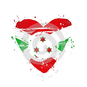 Burundi flag in the form of a big heart