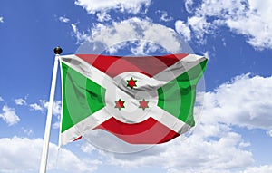 Burundi Flag Mockup fluttering in the wind