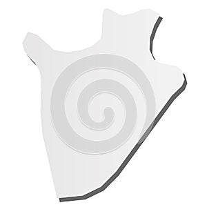 Burundi - grey 3d-like silhouette map of country area with dropped shadow. Simple flat vector illustration