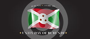 Burundi happy unity day greeting card, banner with template text vector illustration