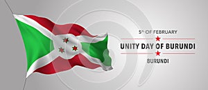 Burundi happy unity day greeting card, banner with template text vector illustration