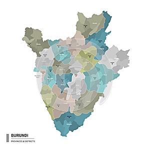 Burundi higt detailed map with subdivisions